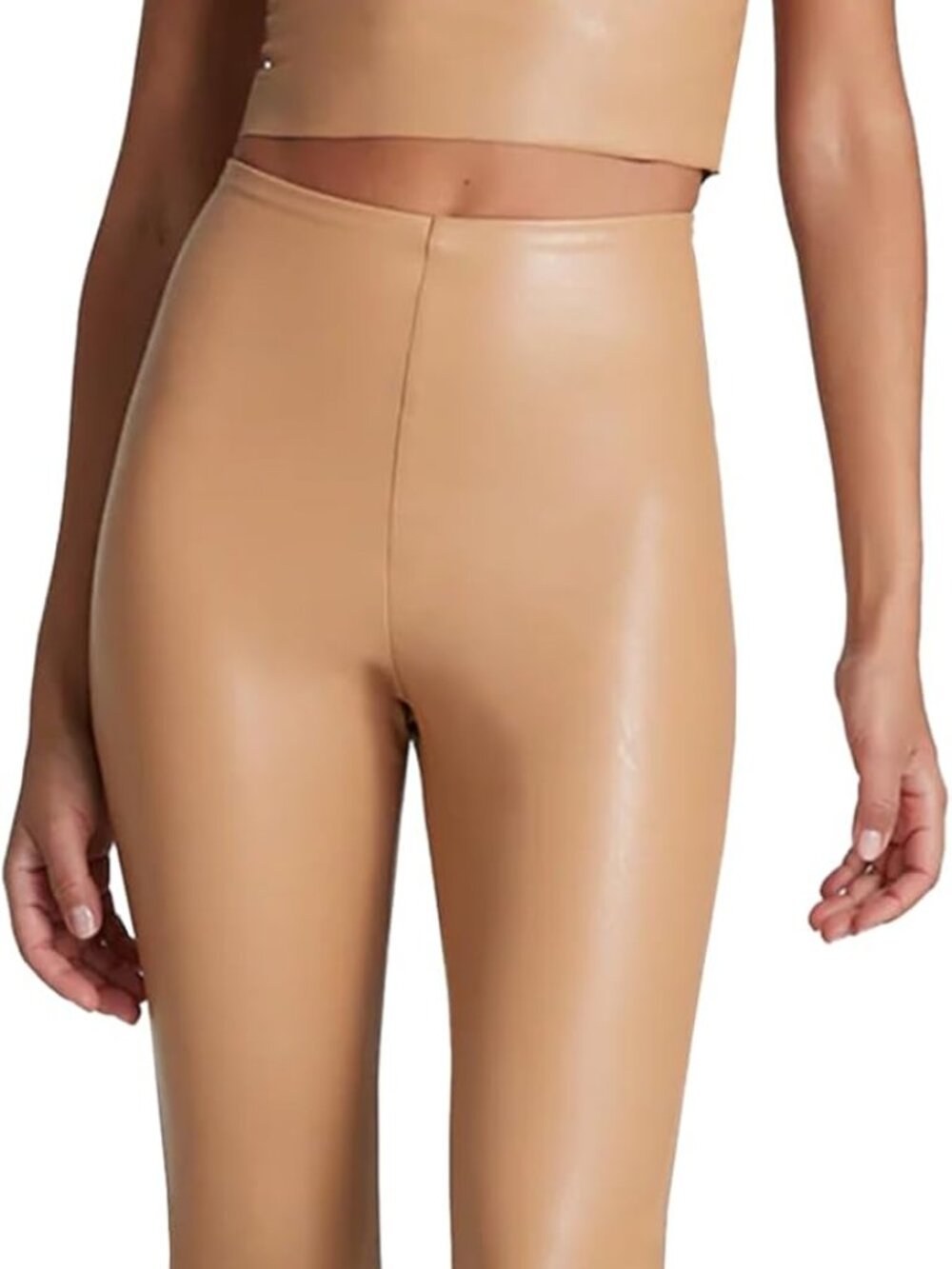 New commando - Faux Leather Cropped Flare Leggings | Camel  - Medium